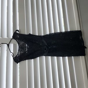 Xs womens black bead and mesh overlay le chateau dress